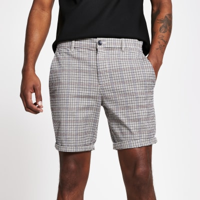 mens checked chino shorts