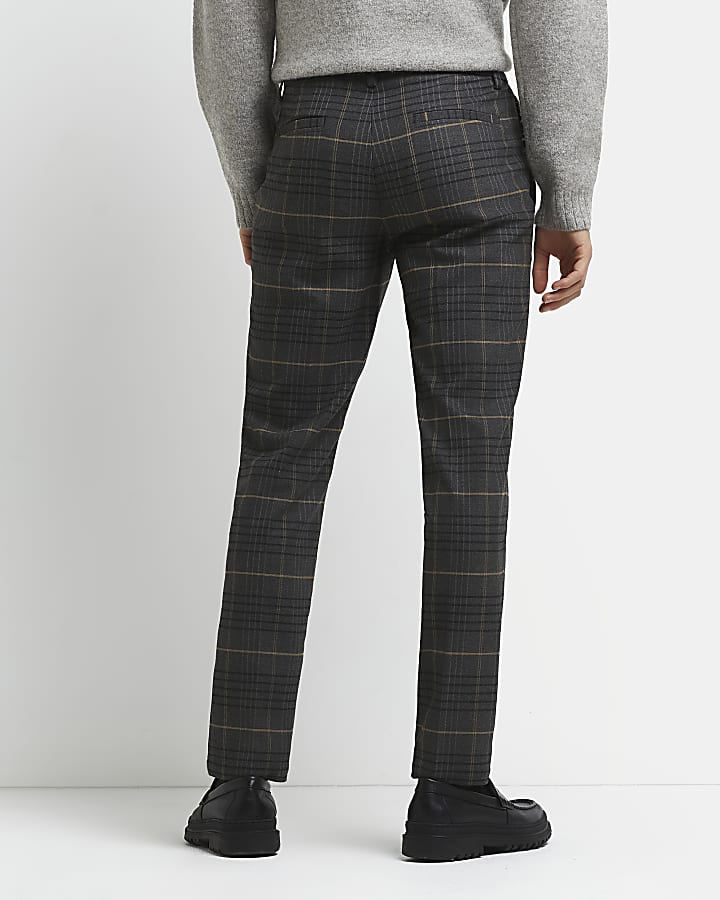 Brown check skinny trousers