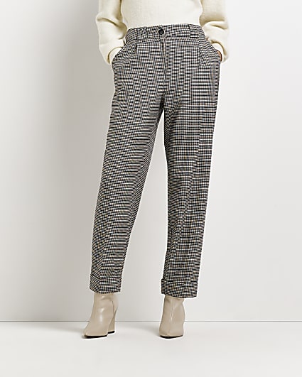 Fashion Trousers Low-Rise Trousers Rosner Low-Rise Trousers grey-grey brown check pattern casual look 