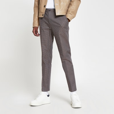 river island mens check trousers