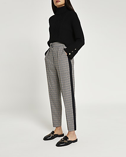 Brown check tapered trousers