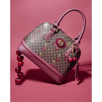 Brown Cherry Monogram Tote Bag