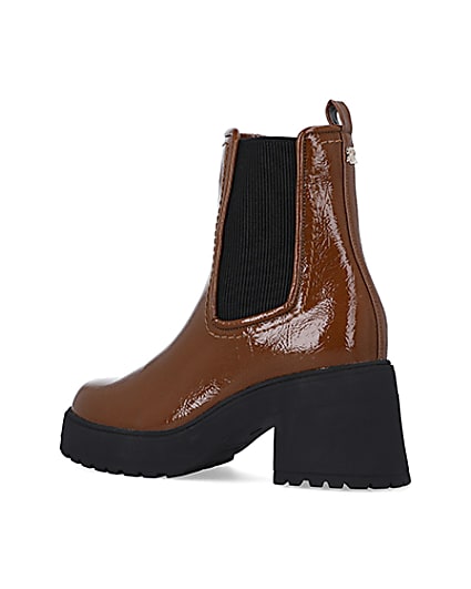 360 degree animation of product Brown chunky heeled ankle boots frame-5