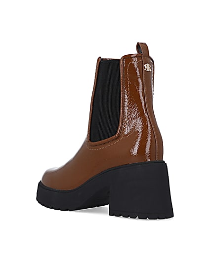 360 degree animation of product Brown chunky heeled ankle boots frame-6