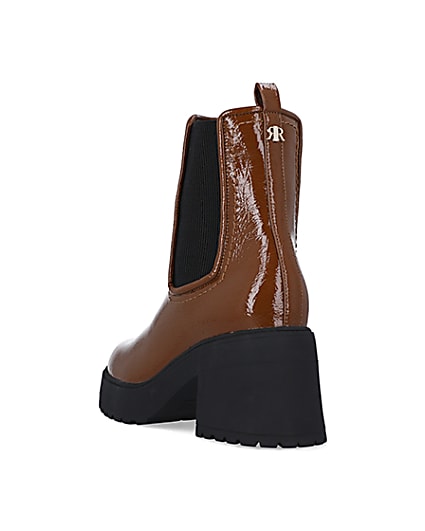 360 degree animation of product Brown chunky heeled ankle boots frame-7