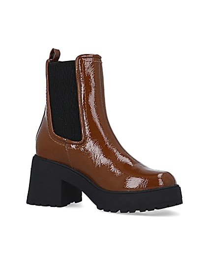 360 degree animation of product Brown chunky heeled ankle boots frame-17