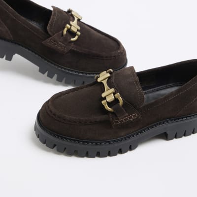 Suede Loafers River Island Tan Loafers Brown Chunky Suede Snaffle