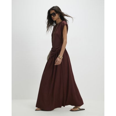 Brown Circle Maxi Skirt