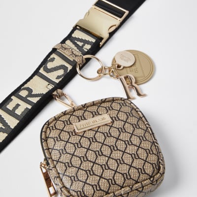 Brown clip on purse belt