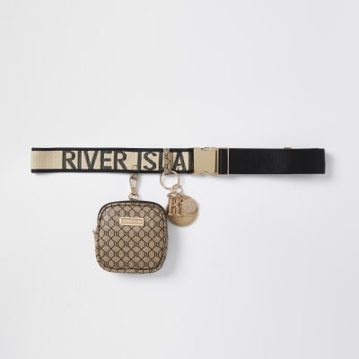 Brown clip on purse belt