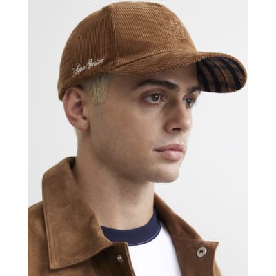 Brown Corduroy Embroidered Crest Cap