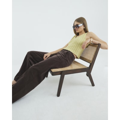 Brown Corduroy Wide Leg Trousers