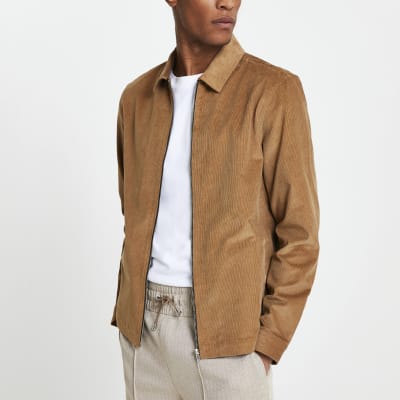brown corduroy zip up jacket