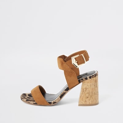 cork block heel sandals