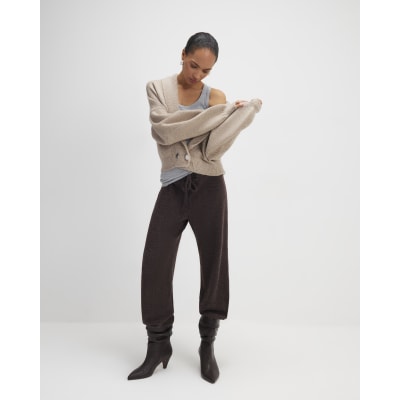 Brown Cosy Balloon Leg Joggers