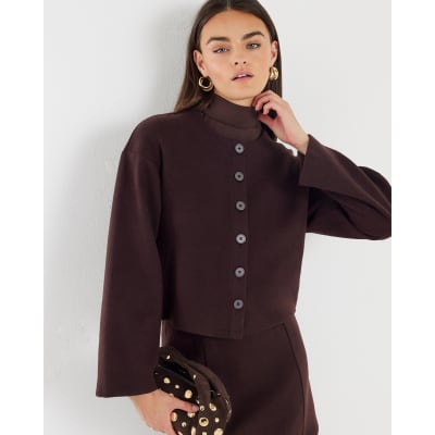 Brown Cosy Long Sleeve Button Up Cardigan