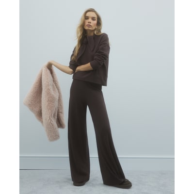 Brown Cosy Wide Leg Trousers