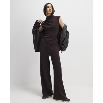Brown Cosy Wide Leg Trousers