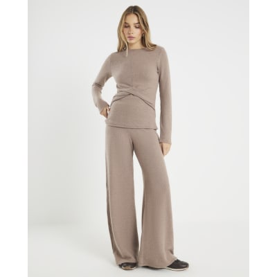 Brown Cosy Wide Leg Trousers