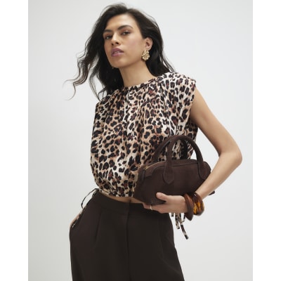 Cotton Leopard Print Bubble Hem T Shirt