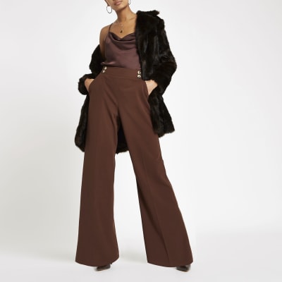 Brown cowl neck cami top