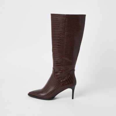 river island black knee high riding boots