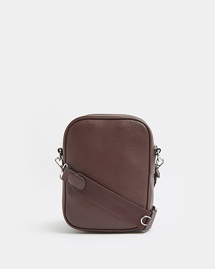 Brown cross body bag with detachable pouch