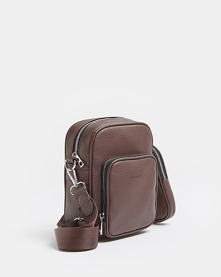 Brown cross body bag with detachable pouch