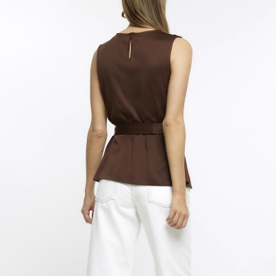 Brown cross front top