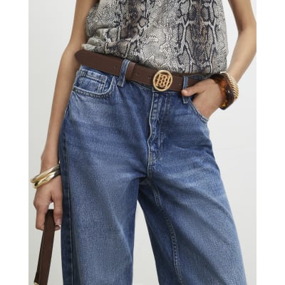 Brown Crosshatch Circle Belt
