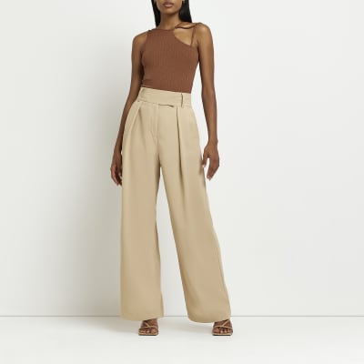Brown cut out top | River Island