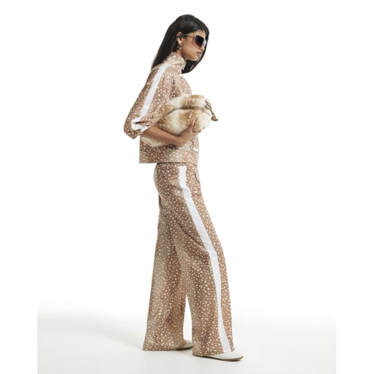 River Island Brown Deer Printed Wide Leg Trousers