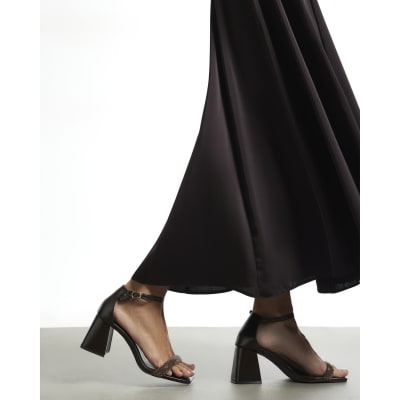 Diamante Strap Closed Back Block Heels