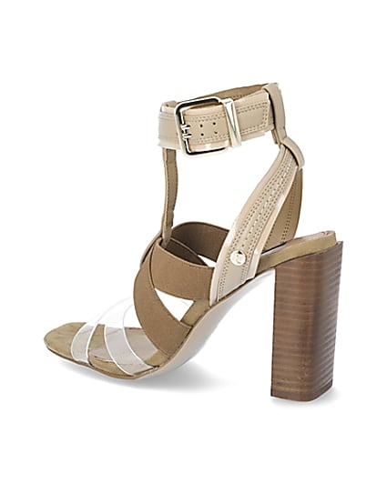 360 degree animation of product Brown elasticated strap wide fit heel sandals frame-5
