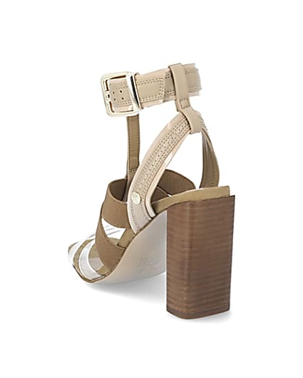 360 degree animation of product Brown elasticated strap wide fit heel sandals frame-7