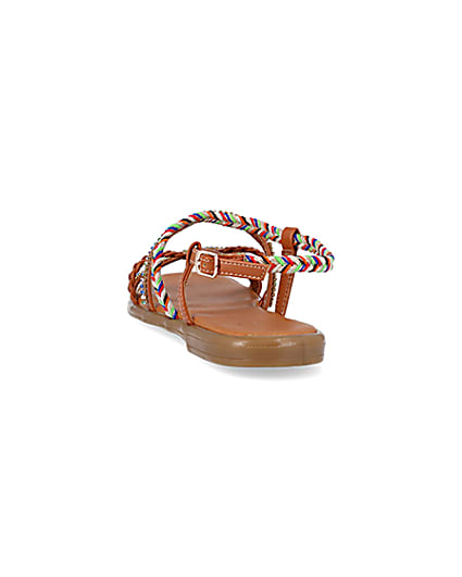 360 degree animation of product Brown embellished flat sandals frame-8