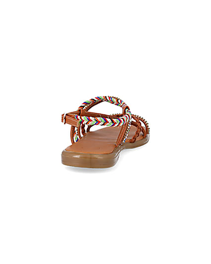 360 degree animation of product Brown embellished flat sandals frame-10
