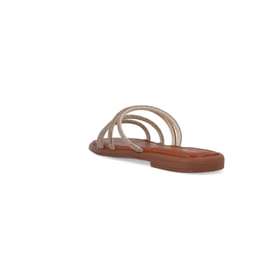 360 degree animation of product Brown embellished mule sandals frame-7