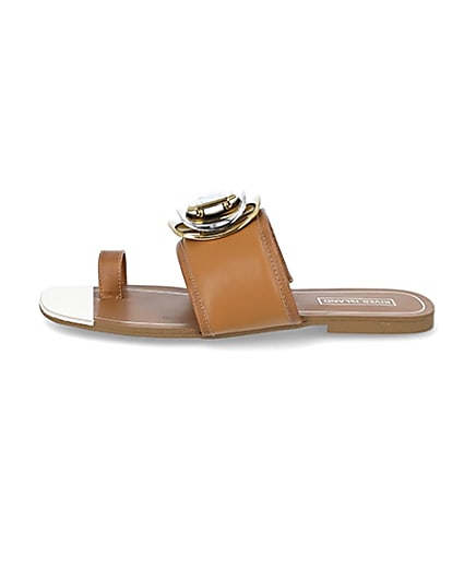 360 degree animation of product Brown embellished open toe sandals frame-3