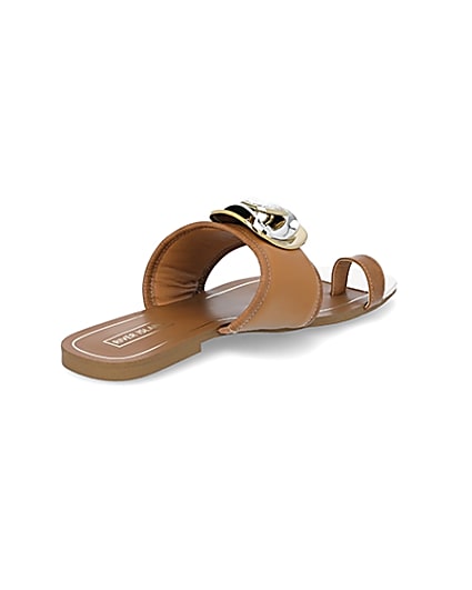 360 degree animation of product Brown embellished open toe sandals frame-12