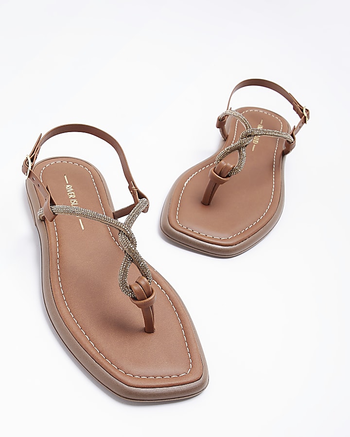 Brown embellished sandals