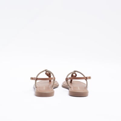Brown embellished sandals