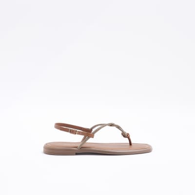 Brown embellished sandals | River Island