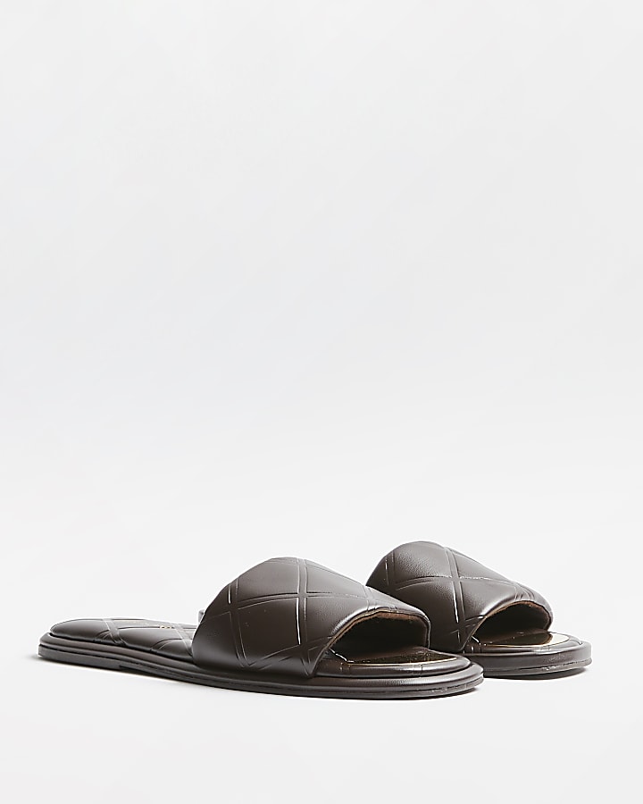 Brown embossed sandals