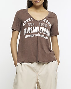 Brown faded graphic t-shirt