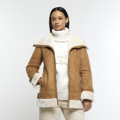 Aviator coat store river island