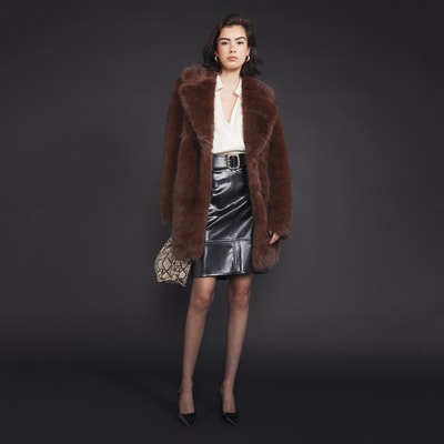 Brown faux fur coat