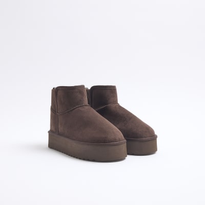 Brown Faux Fur Lined Boots River Island