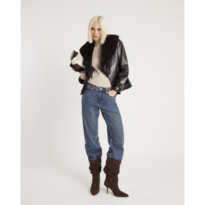 Brown Faux Fur Lined Jacket