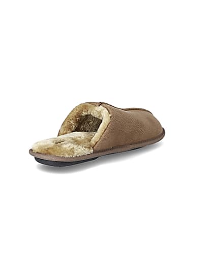 360 degree animation of product Brown faux fur lined mule slippers frame-12